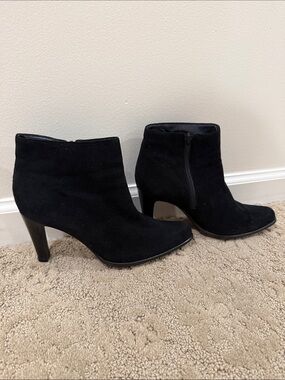 Black Suede Ankle Booties with Side Zip